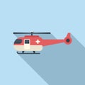 Medical rescue helicopter icon flat vector. Air transport