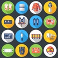 Medical rescue uniform and set first aid help equipment and instruments icons. On flat style background concept. Vector Royalty Free Stock Photo