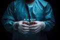 medical research doctor wearing gloves. generative ai