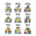 Medical Research Set Icons Vector Illustrations Royalty Free Stock Photo