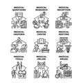 Medical Research Set Icons Vector Illustrations Royalty Free Stock Photo