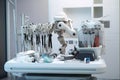 medical robot carrying tray of surgical instruments and supplies