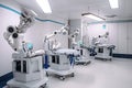 medical robot performing intricate on patient, with other medical robots assisting