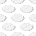 Medical round aspirin pill icon seamless pattern. Vector isometric illustration. 3d vitamin element with shadow