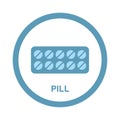 Medical round icon. Blister pack of pills