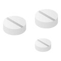Medical round pills icon, isometric style