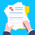 Medical rx form prescription on clipboard flat style design vector illustration. Royalty Free Stock Photo