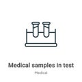 Medical samples in test tubes couple outline vector icon. Thin line black medical samples in test tubes couple icon, flat vector