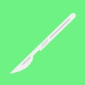 Medical scalpel icon. Flat illustration of scalpel, vector icon for web isolated on green background. Royalty Free Stock Photo