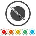 Medical scalpel ring icon, color set