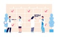 Medical schedule. Doctors work schedule vector illustration. Clinic team, agenda, hospital staff characters