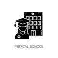 Medical school black glyph icon