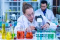 Medical Science Laboratory. Scientists Working in Advanced Scientific Pharmaceutical Lab for Medicine, Biotechnology Development Royalty Free Stock Photo