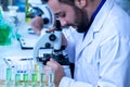 Medical Science Laboratory. Scientists Working in Advanced Scientific Pharmaceutical Lab for Medicine, Biotechnology Development Royalty Free Stock Photo
