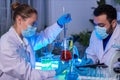 Medical Science Laboratory. Scientists Working in Advanced Scientific Pharmaceutical Lab for Medicine, Biotechnology Development Royalty Free Stock Photo