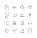 Medical science line icons collection. Biotechnology, Immunology, Virology, Epidemiology, Neuroscience, Pharmacology