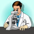 Medical scientist with microscope vector