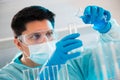 Medical scientist working in laboratory