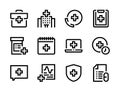 Medical service, Emergency and Healthcare line vector icons.