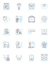 Medical service linear icons set. Diagnosis, Treatment, Surgery, Rehabilitation, Prevention, Medicine, Health line