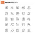 25 Medical Services icon set. vector background