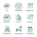 Medical services icon. Ultrasound scan, lab and ecg medical icon set