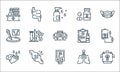 Medical services line icons. linear set. quality vector line set such as x rays, thermometer, washing hands, lungs, joint,