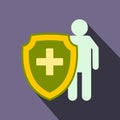 Medical shield icon, flat style Royalty Free Stock Photo