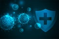 Medical shield protecting virus to enter concept background
