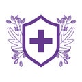 Medical shield protection emergency cross symbol isolated icon