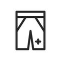 Medical pants icon. Uniform shorts for nurses, doctors. Part of a scrub suit. Vector thin line linear illustration