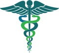 Medical sign color, Medical symbol color, Medical Snake Caduceus Logo, Caduceus sign, caduceus symbol, Snake medical icon Blue Royalty Free Stock Photo