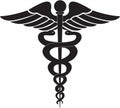 Medical sign, Medical symbol, Medical Snake Caduceus Logo, Caduceus sign, caduceus - medical symbol, Snake medical icon Black Royalty Free Stock Photo