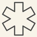 Medical sign star of life line icon. Hospital ambulance star outline style pictogram on white background. Medicine logo Royalty Free Stock Photo