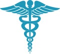 Medical sign, Medical symbol, Medical Snake Caduceus Logo, Caduceus sign, caduceus - medical symbol, Snake medical icon Blue Royalty Free Stock Photo