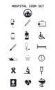 Medical silhouette icon set. Hospital silhouette icon set