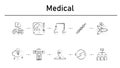 Medical simple concept icons set. Contains such icons as neural, radionics, testing tube, mutation, cold fusion