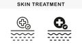 Medical Skin Treatment Line and Silhouette Black Icon Set. Dermatology Healthcare Therapy. Healthy Beauty Clean Skin