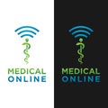 Medical Snake Caduceus with Wifi Signal Logo Design Template Royalty Free Stock Photo