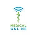 Medical Snake Caduceus with Wifi Signal Logo Design Template Royalty Free Stock Photo