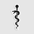 Medical snake health symbol. line art. Modern depiction of the caduceus, vector silhouette