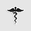 Medical snake health symbol. line art. Modern depiction of the caduceus, vector silhouette Royalty Free Stock Photo