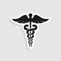 Medical snake health symbol. line art. Modern depiction of the caduceus, vector silhouette