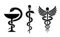 Medical snake vector icon, caduceus logo Royalty Free Stock Photo