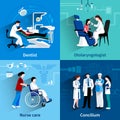 Medical specialists 4 flat icons square Royalty Free Stock Photo