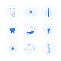 Medical specialties icon set isolated on white background, design element for scientific conference or infographic