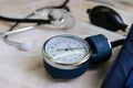 Medical sphygmomanometer, a bloodpressure monitor Royalty Free Stock Photo