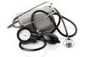 Medical sphygmomanometer and stethoscope Royalty Free Stock Photo