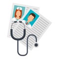 medical staf curriculums vitae with stethoscope Royalty Free Stock Photo