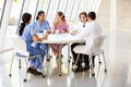 Medical Staff Chatting In Modern Hospital Canteen Royalty Free Stock Photo